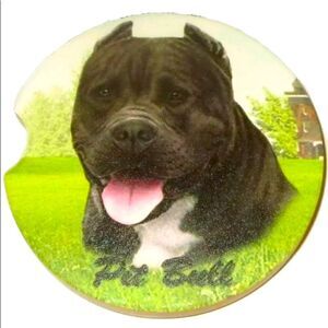 BLACK PIT BULL Absorbent Stone CAR Coaster by E&S Pets. 
BNWT
